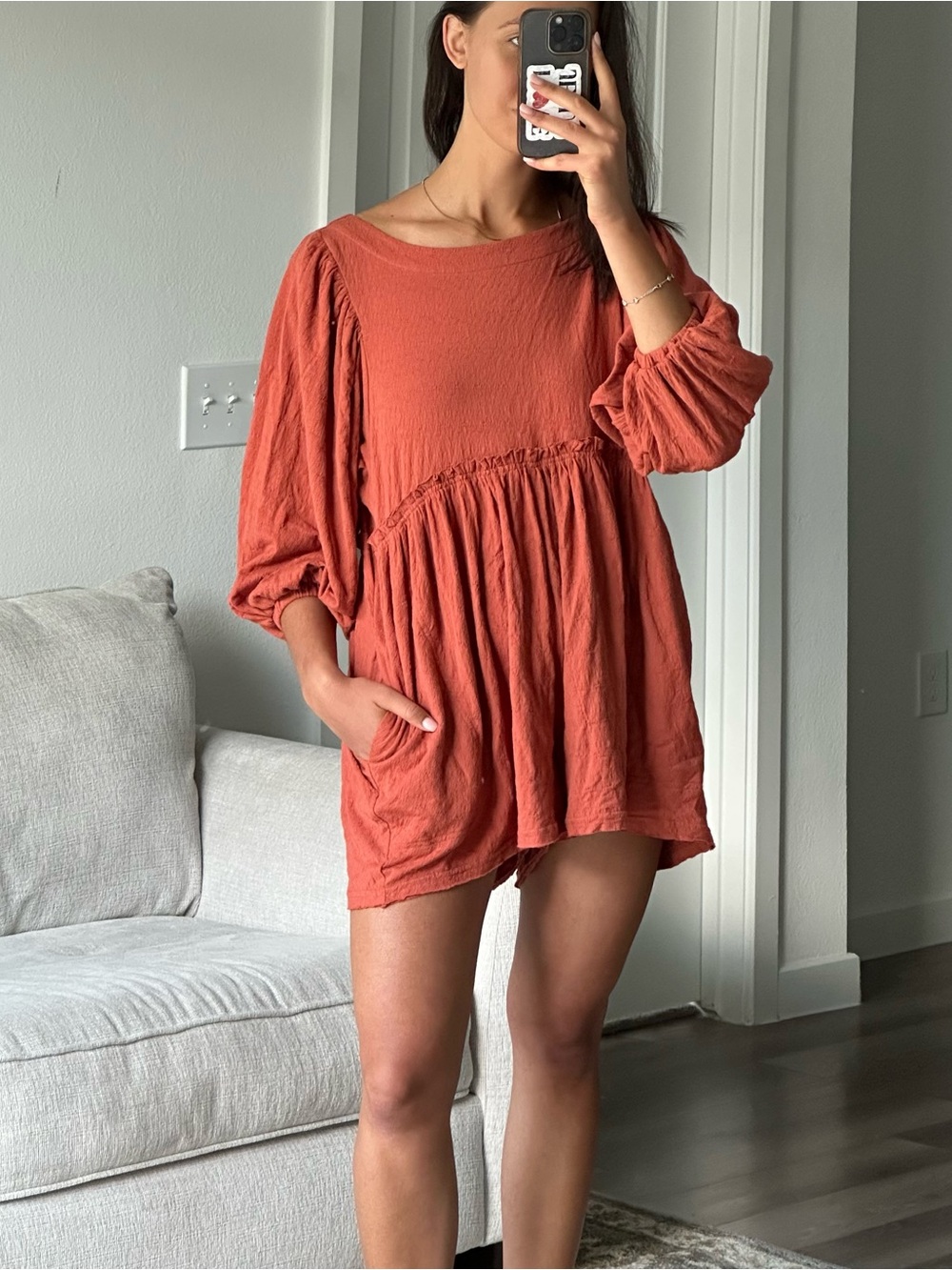 NWT Free people beach orange romper size small - Picture 5 of 6